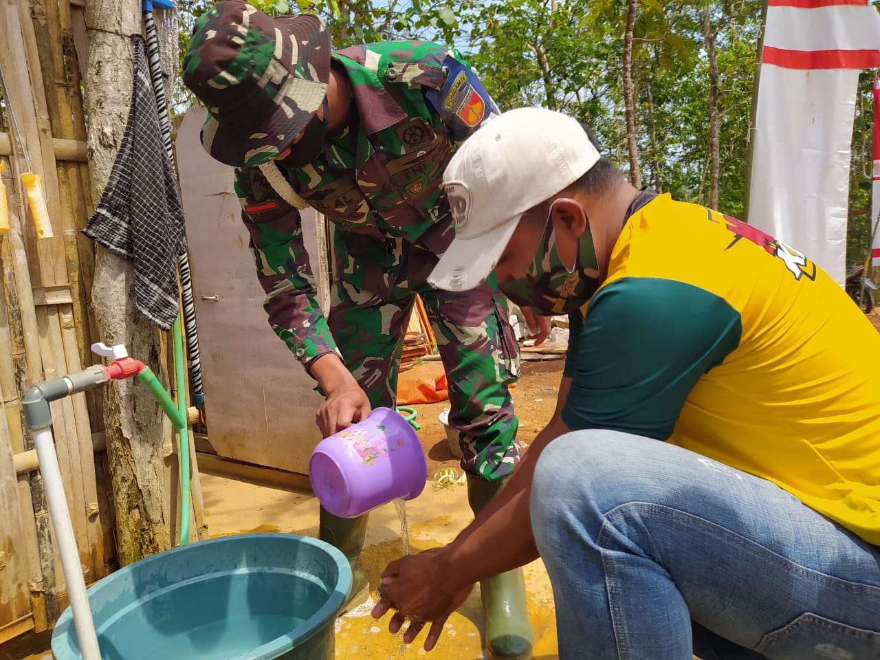 Budayakan Cuci Tangan dalam TMMD Reguler 109
